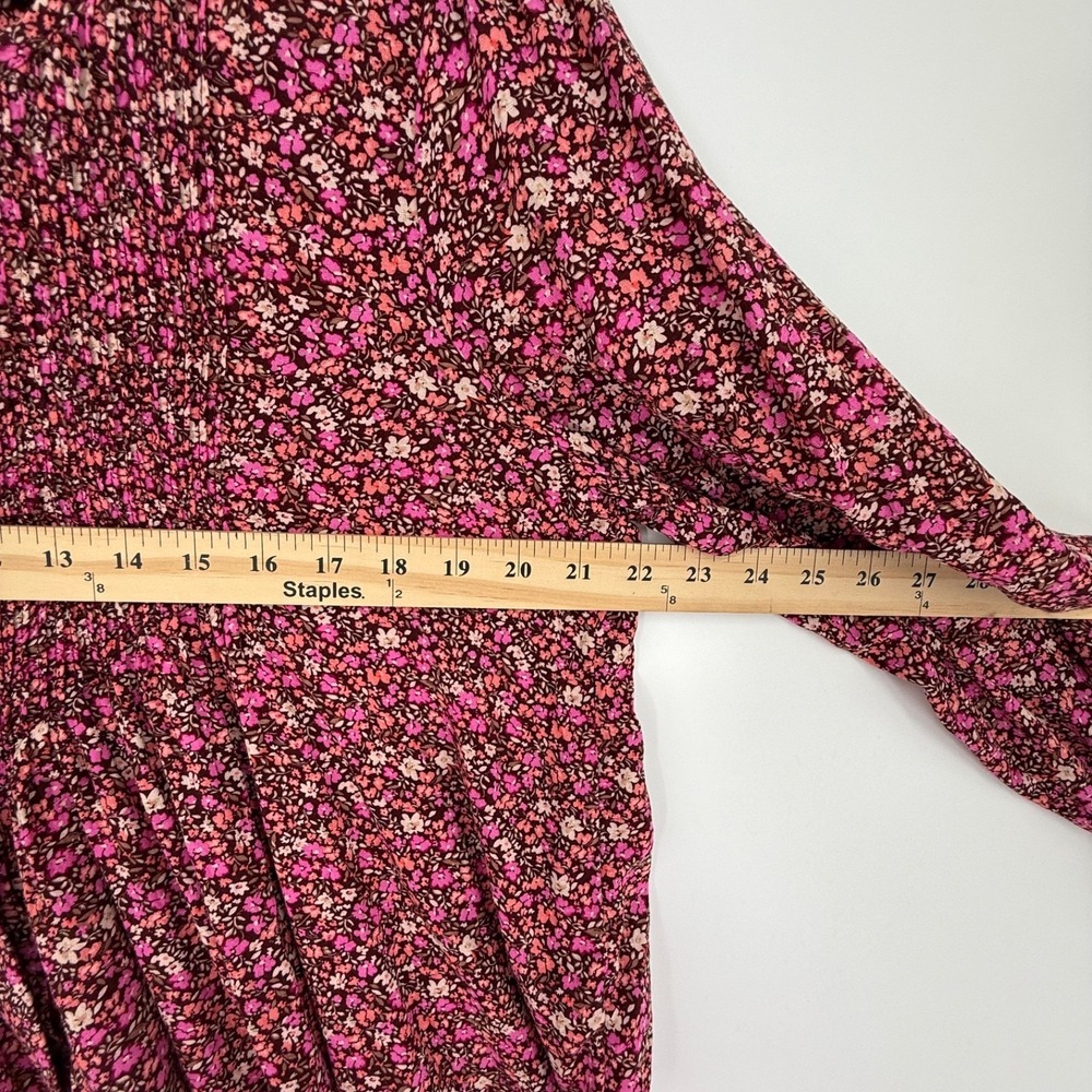 Lucky Brand Shirt Medium Womens Floral Cottagecore Peasant Pin Tucked Button Up - Picture 5 of 7